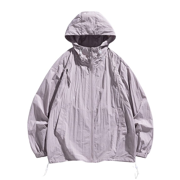 ZToonmas Men's Hooded Windbreaker Jacket Full-Zip Drawstring Casual Coat with Multi Pockets Lightweight Solid Outerwear