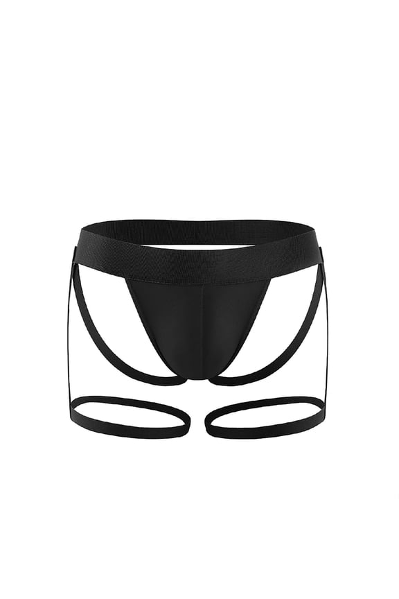Men's Jockstrap Thong Underwear Breathable Open Back Low Rise G-String Briefs with Leg Strap for Workout