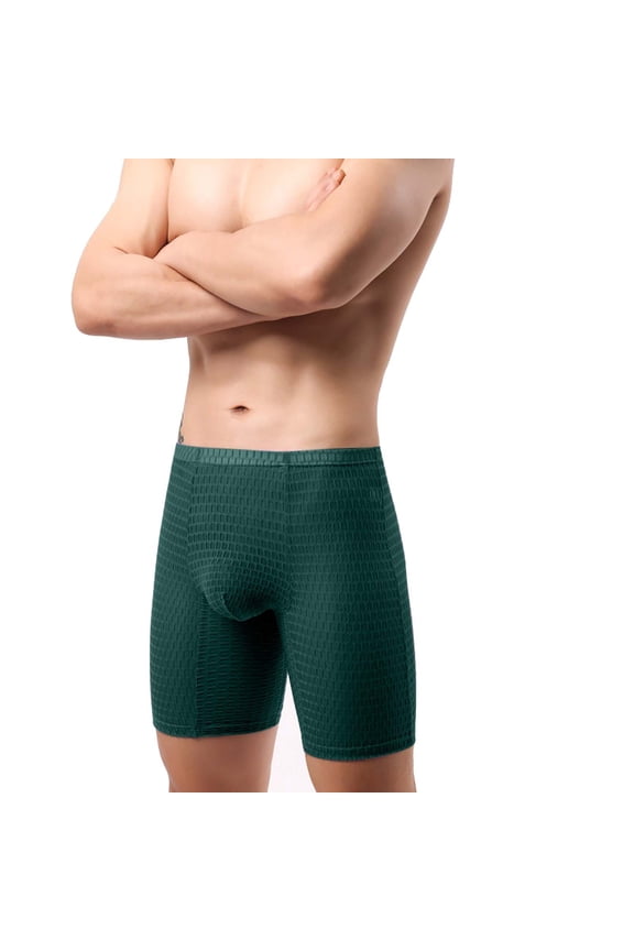 Men's Mesh Long Boxer Briefs Breathable Moisture Wicking Comfort Intimate Underwear