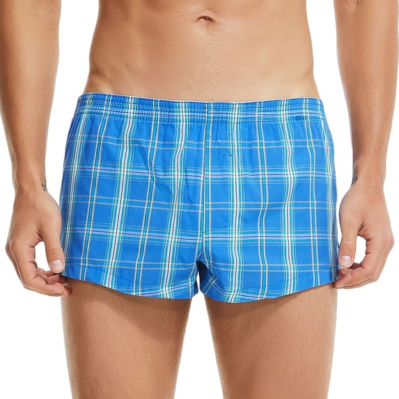 ZToonmas Men's Plaid Print Boxer Shorts Breathable Loose Loungewear Underwear for Daily and Sleepwear