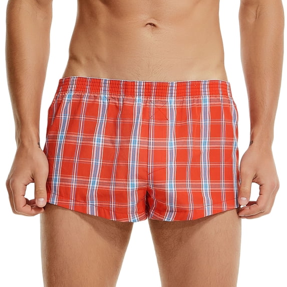 ZToonmas Men's Plaid Print Boxer Shorts Breathable Loose Loungewear Underwear for Daily and Sleepwear