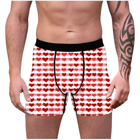 ZToonmas Men's Print Boxer Briefs Comfortable Stretchy Underwear for Valentine'S Day Gift and Daily Wear