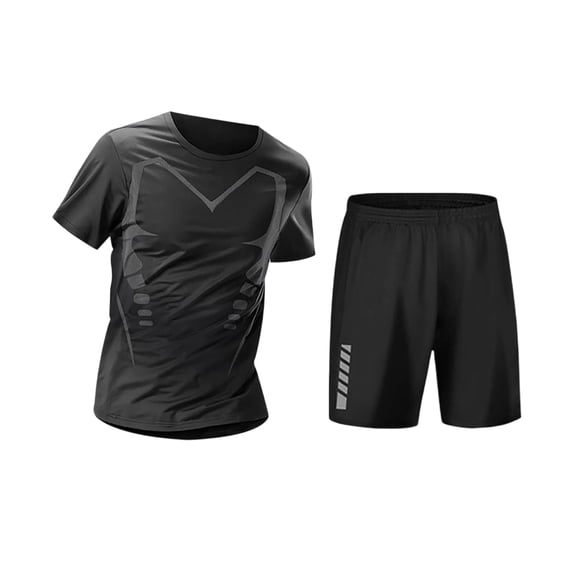 ZToonmas Men's Quick Dry Athletic Tracksuit Short Sleeve T-Shirt and Shorts Set High Elastic Compression Sportswear for Running