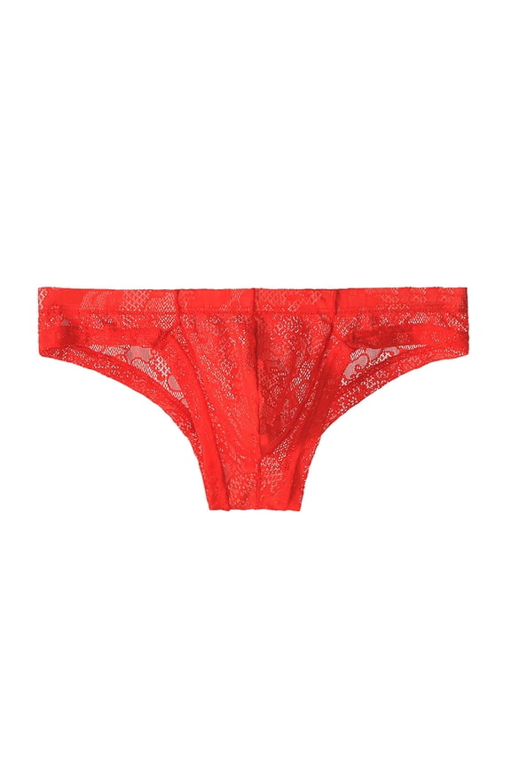 Men's Semi Sheer Floral Lace Briefs Low Rise Intimate Comfort Soft Moisture Wicking Underwear for Daily Wear