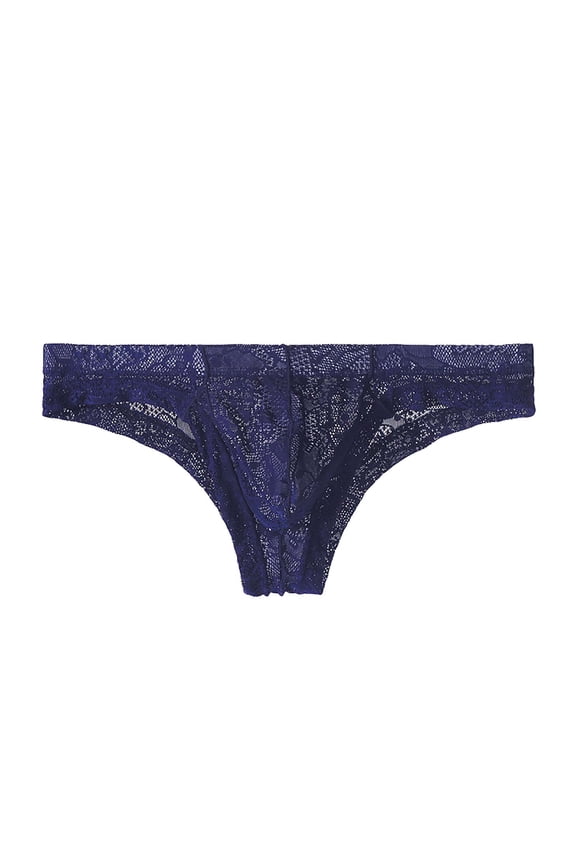 Men's Semi Sheer Floral Lace Briefs Low Rise Intimate Comfort Soft Moisture Wicking Underwear for Daily Wear