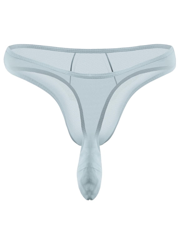 Men's Sheer Mesh Thongs Solid Color Transparent Backless Breathable Comfort Underwear