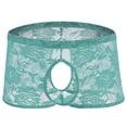 thumbnail image 1 of ZToonmas Men's Sheer Rose Lace Open Crotch Briefs Low Rise Loose Underwear for Intimate Wear, 1 of 2