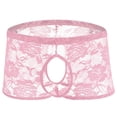 thumbnail image 1 of ZToonmas Men's Sheer Rose Lace Open Crotch Briefs Low Rise Loose Underwear for Intimate Wear, 1 of 2
