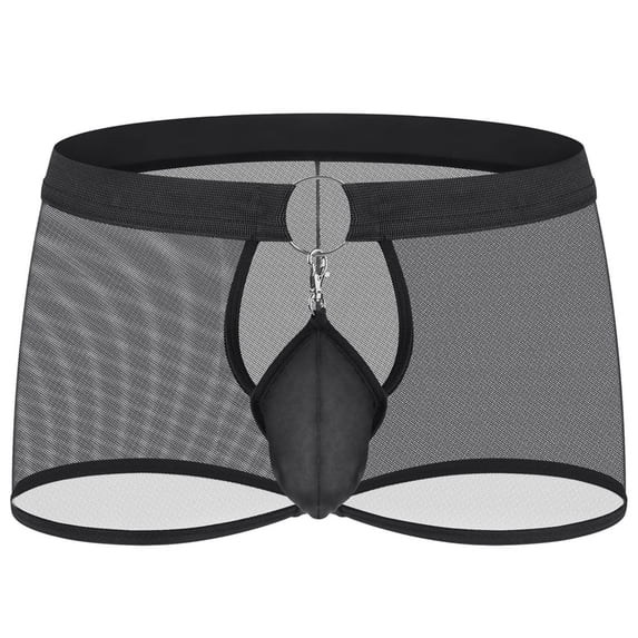 ZToonmas Men's Sheer Transparent Boxer Briefs Solid Color Low Rise Stretch Breathable Underwear Boxer