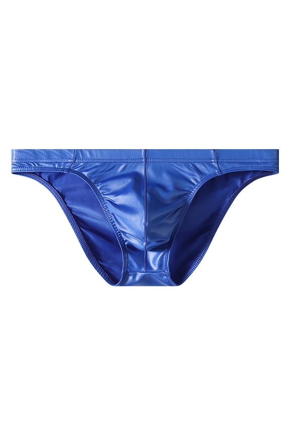 Men's Shiny Low Rise Briefs Faux Leather Solid Color Underwear for Party Swim and Intimate Wear