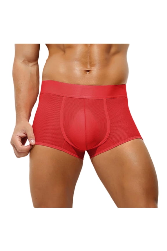 Men's Sporty Breathable Boxer Briefs Solid Color Comfort Underwear for Intimate Wear