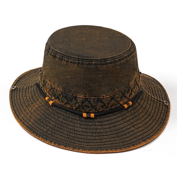 ZToonmas Men's Vintage Washed Bucket Hat Wide Brim UV Protection Fishing Hat Outdoor Sun Cap for Hiking and Camping