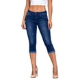 thumbnail image 1 of ZToonmas Mid Rise Stretch Skinny Capri Jeans for Women Distressed Slim Cropped Denim 7/8 Length Pants with Pockets, 1 of 6