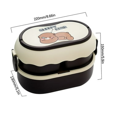 ZToonmas Multifunctional Japanese-Style Cute Cartoon Bento Box for Double Plastic Lunch Box Large Capacity Lunch Box Microwave Oven Adult Lunch Box Cover