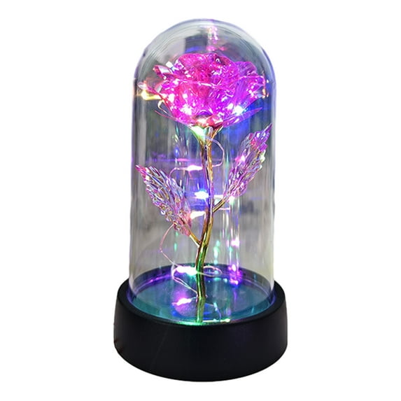 ZToonmas Night Light Romantic Galaxy Rose In Glass Domevalentine'S Day Her Colorful Rose Flower Valentine Love Flowers Mom Mother'S Women'S Birthday Gifts Colorful Artificial Flower Gift Led Light