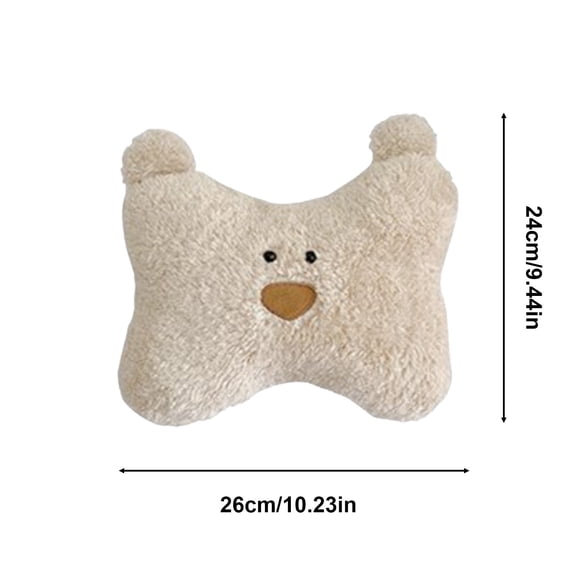ZToonmas Pillows Car Headrest Teddy Bear Headrest Funny Beige Comfortable Velvet Car Seat Cushion Comfortable Neck Protection Pillow