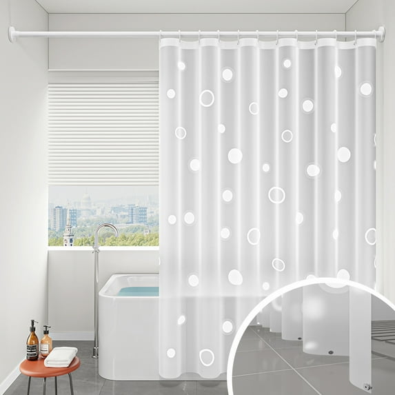 ZToonmas Polka Dot Shower Curtain Modern Circle PEVA Shower Curtain, Silver Foil Spot Pattern, Waterproof and Anti-Mold Thickening, Washable, 47" x 70"