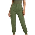 thumbnail image 1 of ZToonmas Solid Stretch Twill Jogger Cargo Pants for Women Button Zip Waist Elastic Ankle Cuff Outdoor Hiking Pants with Multi Cargo Pockets, 1 of 7