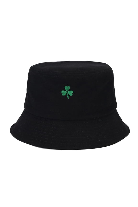St. Patrick'S Day Shamrock Bucket Hat Embroidered Clover Sun Hat Casual Outdoor Festival Fisherman Cap for Men and Women