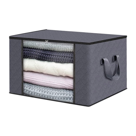 ZToonmas Stackable Storage Bins With Lids, Non-Woven Fabric Storage Bins Double Zipper & Carrying Handles, Transparent Storage Box Large Size, 23" x 15" x 13"