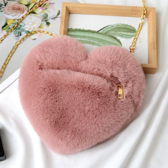 ZToonmas Travel Essentials 1Pc Fashion Heart Shaped Crossbody Bag for Women Cute Chain Shoulder Handbag with Zip Closure Soft Faux Coin Purse Cotton Lined Synthetic Material
