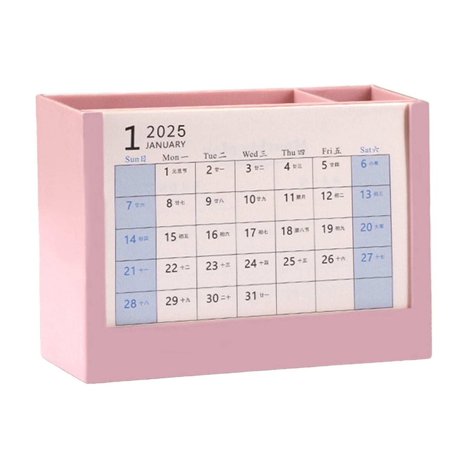 ZToonmas Two In One Pen Holders With 2025 Desk Calendar Multifunctional