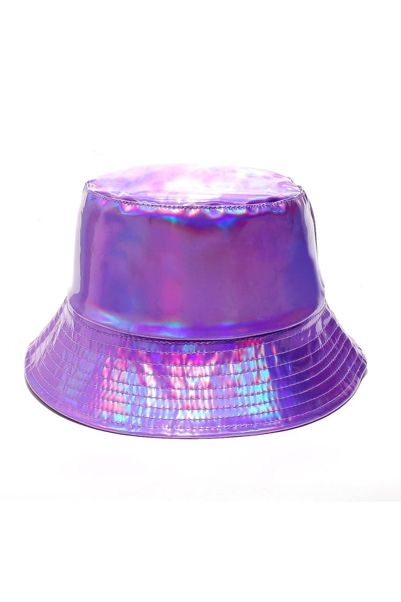 Unisex Holographic Streetwear Bucket Hat Hip Hop Shiny Fisherman Cap Y2K Rave Stage Performance Hat