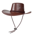 thumbnail image 1 of ZToonmas Unisex Vintage Western Cowboy Hat Embossed Pattern Wide Brim Sun Cap Adjustable Windproof Cowgirl Hat for Rodeo, 1 of 2