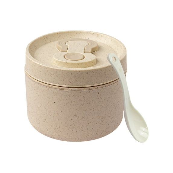 ZToonmas Wheat Straw Japanese Style Round Lunch Box For Keep Food Warm Bento Boxes For Adults - Bento Box For - Leakproof Microwave Safe Bento Lunch Box Set With Cutlery