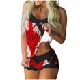 thumbnail image 1 of ZToonmas Women Halloween Print 2 Piece Pajama Set Lace Trim Cami Top and Shorts Soft Ladies Sleepwear Loungewear, 1 of 5