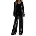 thumbnail image 1 of ZToonmas Women's 2 Piece Outfits Solid Crew Neck Long Sleeve Top and Wide Leg Pants Set Casual Loose Tracksuits, 1 of 9