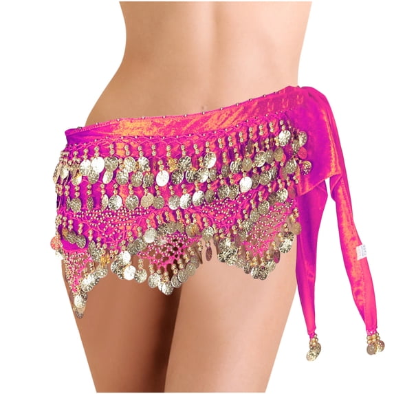 ZToonmas Women's Belly Dance Hip Scarf Coin Beaded Tassel Wrap Skirt for Performances and Festivals