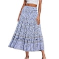 thumbnail image 1 of ZToonmas Women's Boho Floral Print Maxi Skirt High Waist Elastic A-Line Flared Skirt Casual and Beach Long Skirt, 1 of 6