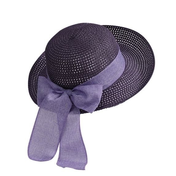 ZToonmas Women's Bowknot Sun Hat Wide Brim UV Protection Beach Cap Sweet Vacation Sunhat with Ribbon Bow