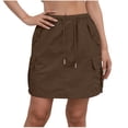 thumbnail image 1 of ZToonmas Women's Elastic Waist Cargo Mini Skirt Drawstring and Button Detail Short Skirt with Flap Pockets Casual Utility Skirt, 1 of 8