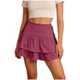 thumbnail image 1 of ZToonmas Women's High Waist Ruffled Mini Skirt Tiered A-Line Skirt with Side Lace-up for Casual Wear, 1 of 5