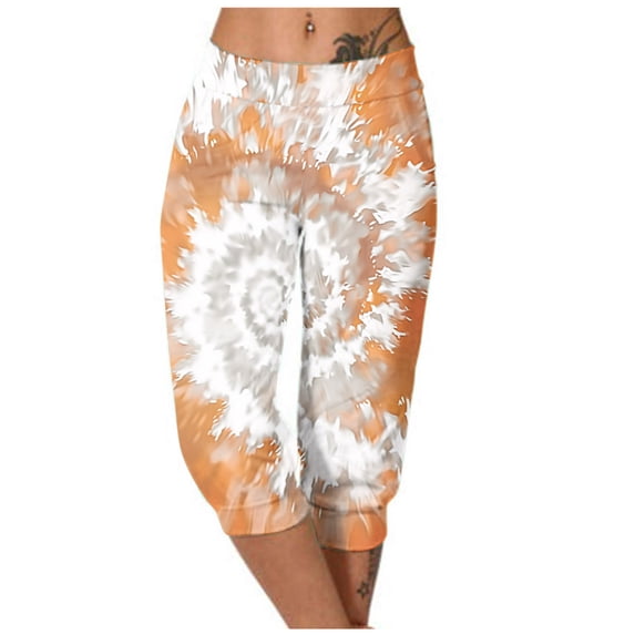 ZToonmas Women's High Waist Tie Dye Capri Pants Casual Cropped Joggers with Pockets for Workout and Loungewear