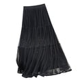 thumbnail image 1 of ZToonmas Women's High Waist Tiered Pleated Maxi Skirt A-Line Layered Mesh Flowy Skirt for Spring and Summer, 1 of 5