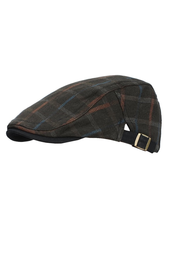Women's Plaid Tweed Flat Cap Adjustable Retro Duckbill Newsboy Hat Casual forward Ivy Cap for Daily Wear