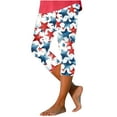 thumbnail image 1 of ZToonmas Women's Plus Size High Waist Independence Day Print Capri Leggings Slim Fit Cropped Trousers with Scalloped Hem for Summer, 1 of 5