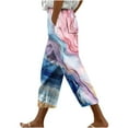 thumbnail image 1 of ZToonmas Women's Printed Straight Leg Capri Pants Loose Wide Leg Cropped Trousers with Pockets for Casual Summer Wear, 1 of 5