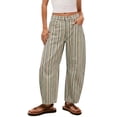 thumbnail image 1 of ZToonmas Women's Retro Stripe/Print Wide Leg Denim Trousers Mid Rise Relaxed Fit Barrel Jeans with Pockets for Bohemian Style, 1 of 9