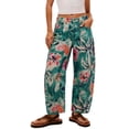 thumbnail image 1 of ZToonmas Women's Retro Stripe/Print Wide Leg Denim Trousers Mid Rise Relaxed Fit Barrel Jeans with Pockets for Bohemian Style, 1 of 9