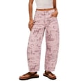 thumbnail image 1 of ZToonmas Women's Retro Stripe/Print Wide Leg Denim Trousers Mid Rise Relaxed Fit Barrel Jeans with Pockets for Bohemian Style, 1 of 9