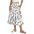thumbnail image 1 of ZToonmas Women's Summer Floral Print Tiered Midi Skirt Elastic Drawstring Waist Flowy A-Line Swing Skirt with Side Pockets, 1 of 5