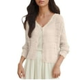 thumbnail image 1 of ZToonmas Women's V-Neck Hollow Out Sun Protection Cardigan Long Sleeve Button Down Casual Beach Cover-up, 1 of 6