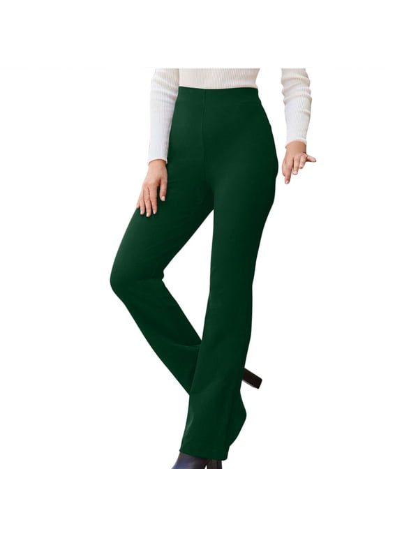 Womens High Waist Micro Flare Dress Pants Hidden Side Zipper Stretch Smooth Casual Long Suit Pants