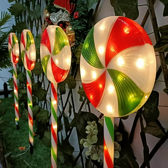 ZToonmas outdoor lights 4 Pack Christmas Lights Outdoor, 80LED Lollipop Peppermint Lights, Candy Cane Christmas Decorations With Warm For Xmas Holiday Patio Yard US Plug