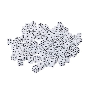 ZUARFY 100pcs 8mm Plastic White Game Dice Six Sided Decider Birthday Parties Board Game