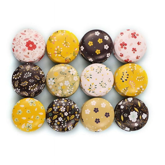 ZUARFY 12pcs Mini Elegant Flower Tin Box DIY Candle Jar Balm Round Empty Lipstick Case
